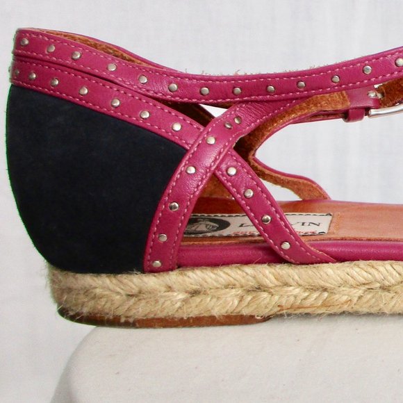 Lanvin Fuchsia and Black Suede Studded Espadrilles (Pre-owned) Size 39 EU / 9 US - Picture 6 of 16